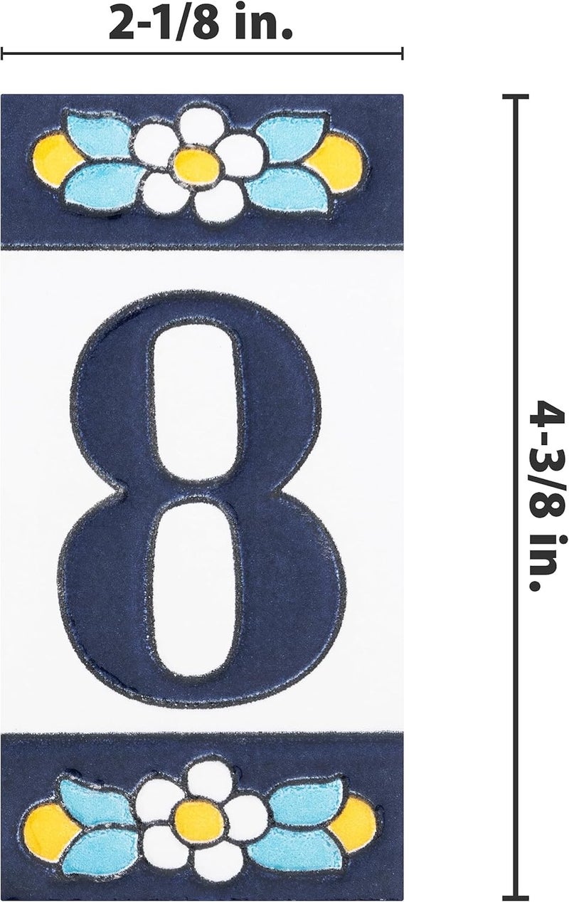 Merola Tile Sevillano Flora Address Numbers 8 2-1/8" x 4-3/8" Ceramic Wall Tile - Image 4